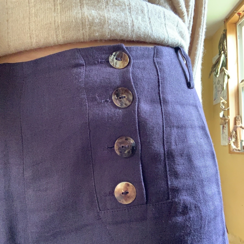 100% linen Sarah Pacini Pants deeppurple,wide leg